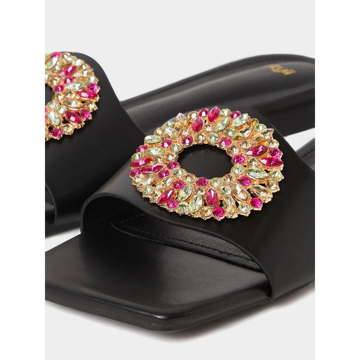 Styli Rhinestone Embellished Flat Sandals-women-shoes-sandals-flats-image-5