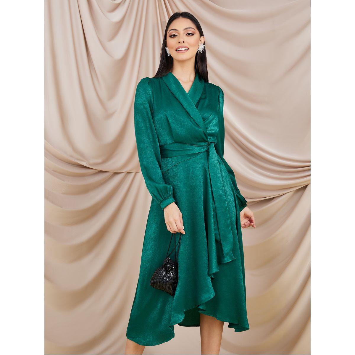 Styli Satin Wrap Midi Dress-women-clothing-dresses-image-1