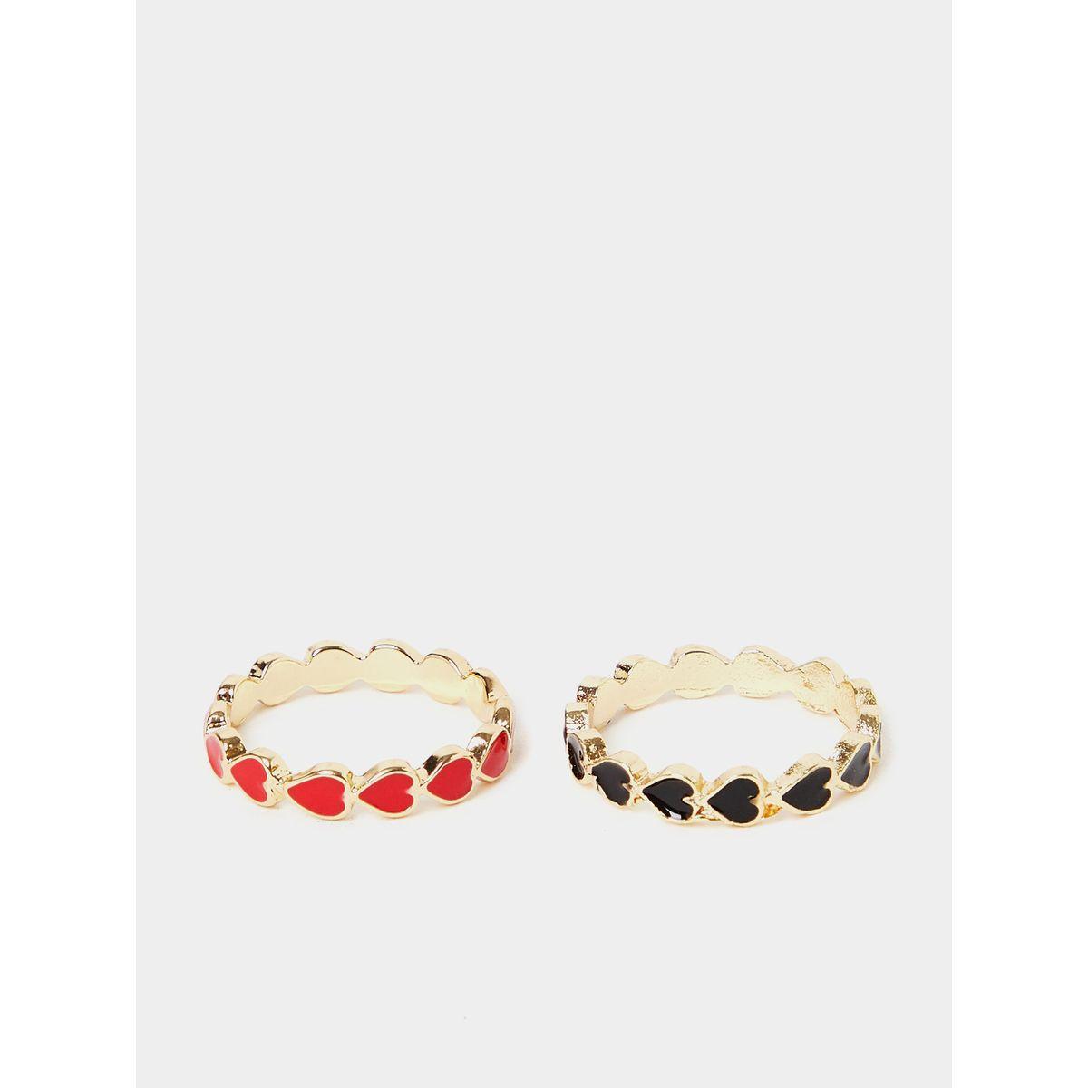 Styli Set of 2 - Heart Detail Rings-women-watchesandjewellery-jewellery-rings-image-1