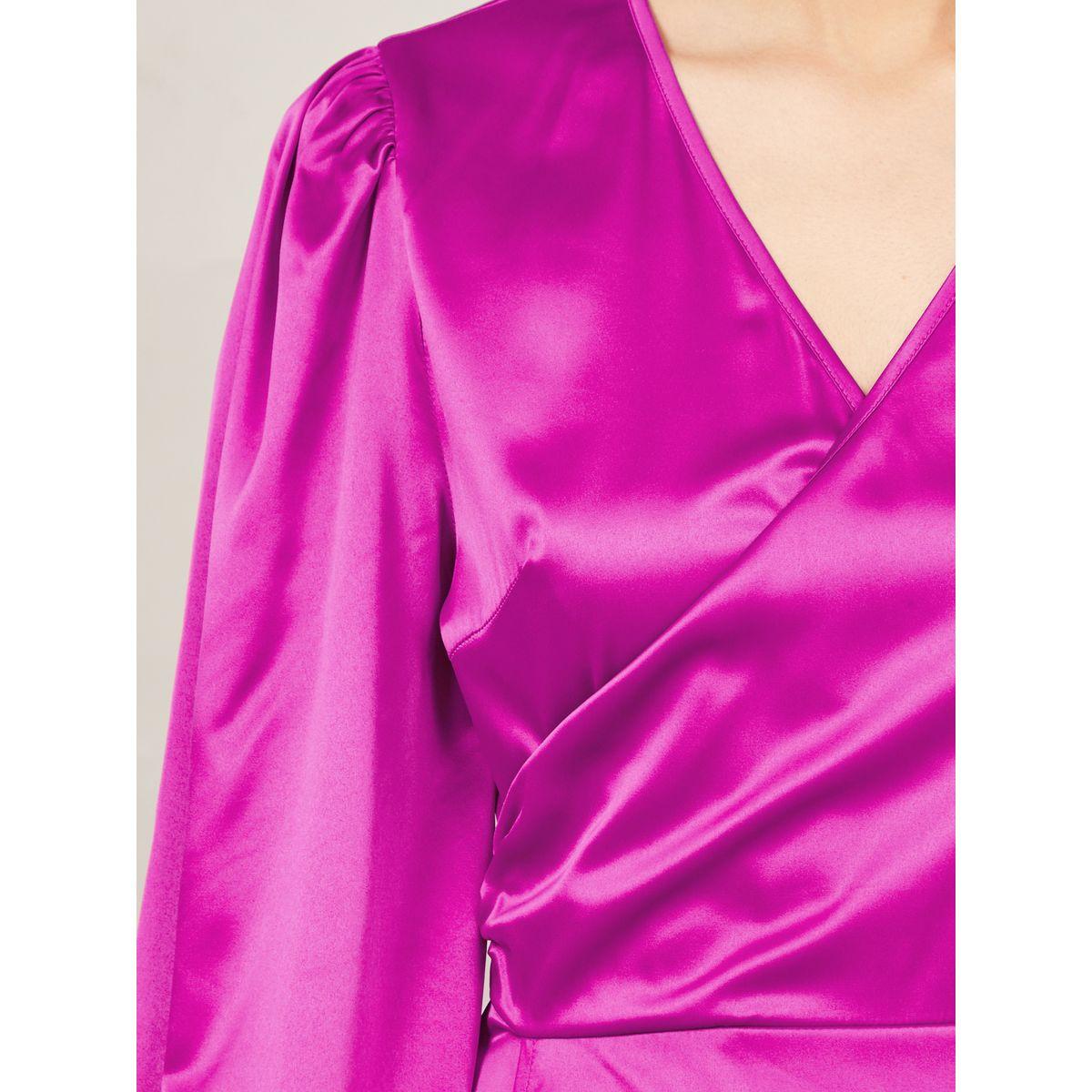 Styli Satin Wrap Front Maxi Dress with Frill Hem-women-clothing-dresses-image-3
