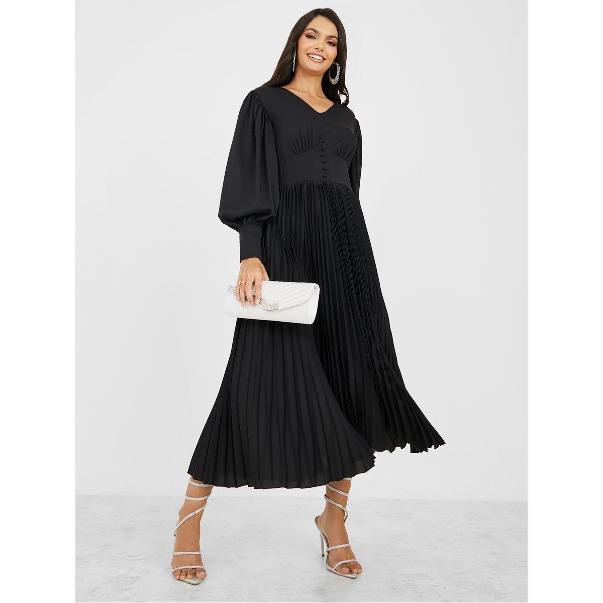 Styli Accordion Pleated A-Line Midi Dress-women-clothing-dresses-image-1