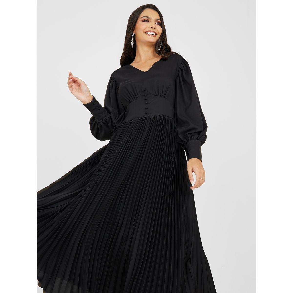 Styli Accordion Pleated A-Line Midi Dress-women-clothing-dresses-image-2