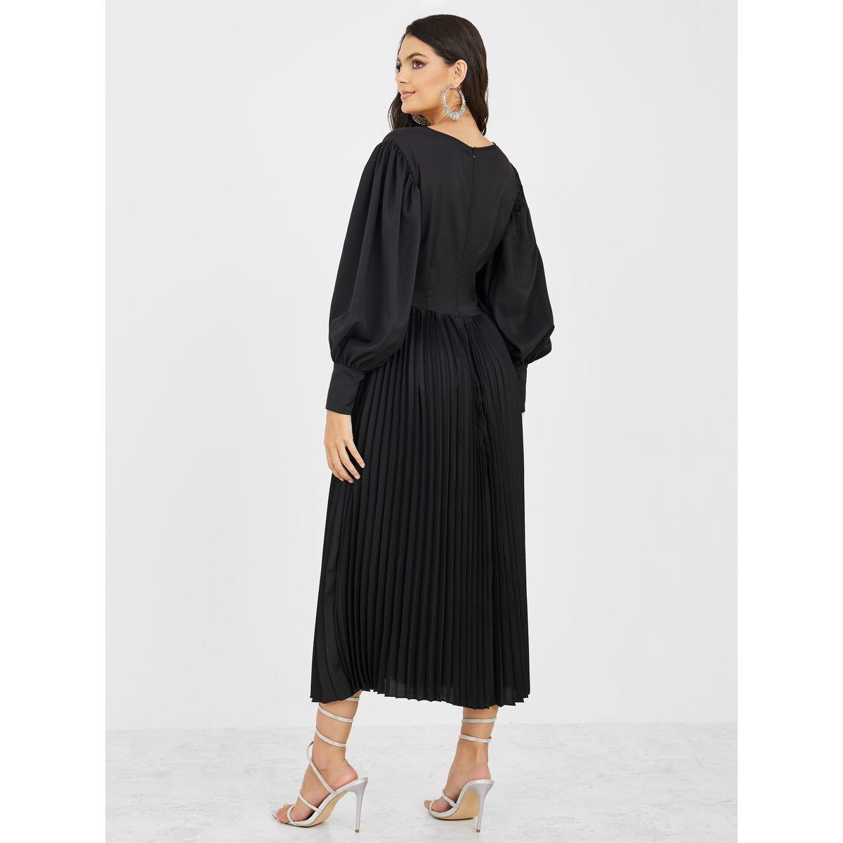 Styli Accordion Pleated A-Line Midi Dress-women-clothing-dresses-image-4