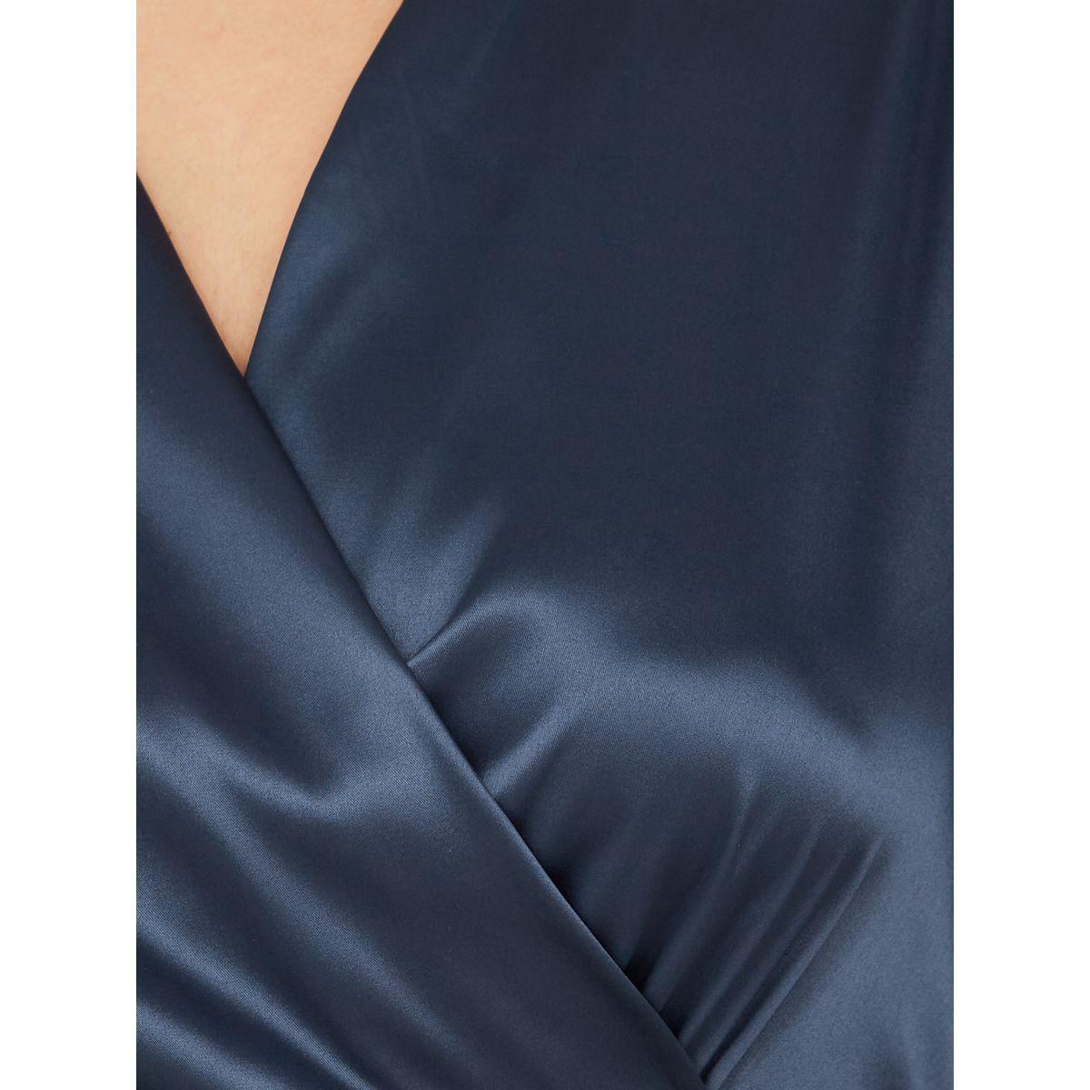 Styli 3/4 Sleeve Pleated Satin A-Line Midi Dress-women-clothing-dresses-image-3