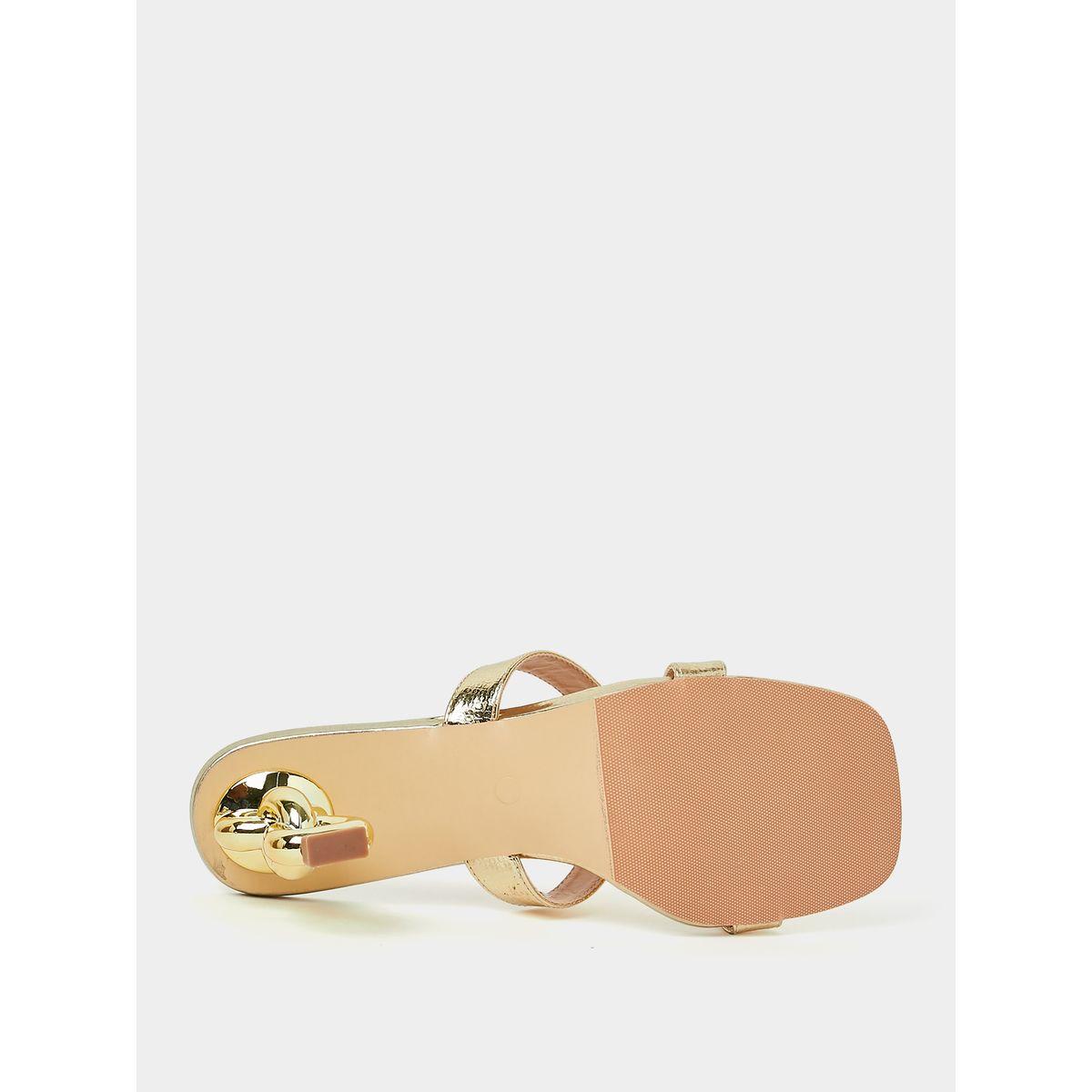 Styli Double Strap Metal Accent Heel Sandals-women-shoes-heels-image-7