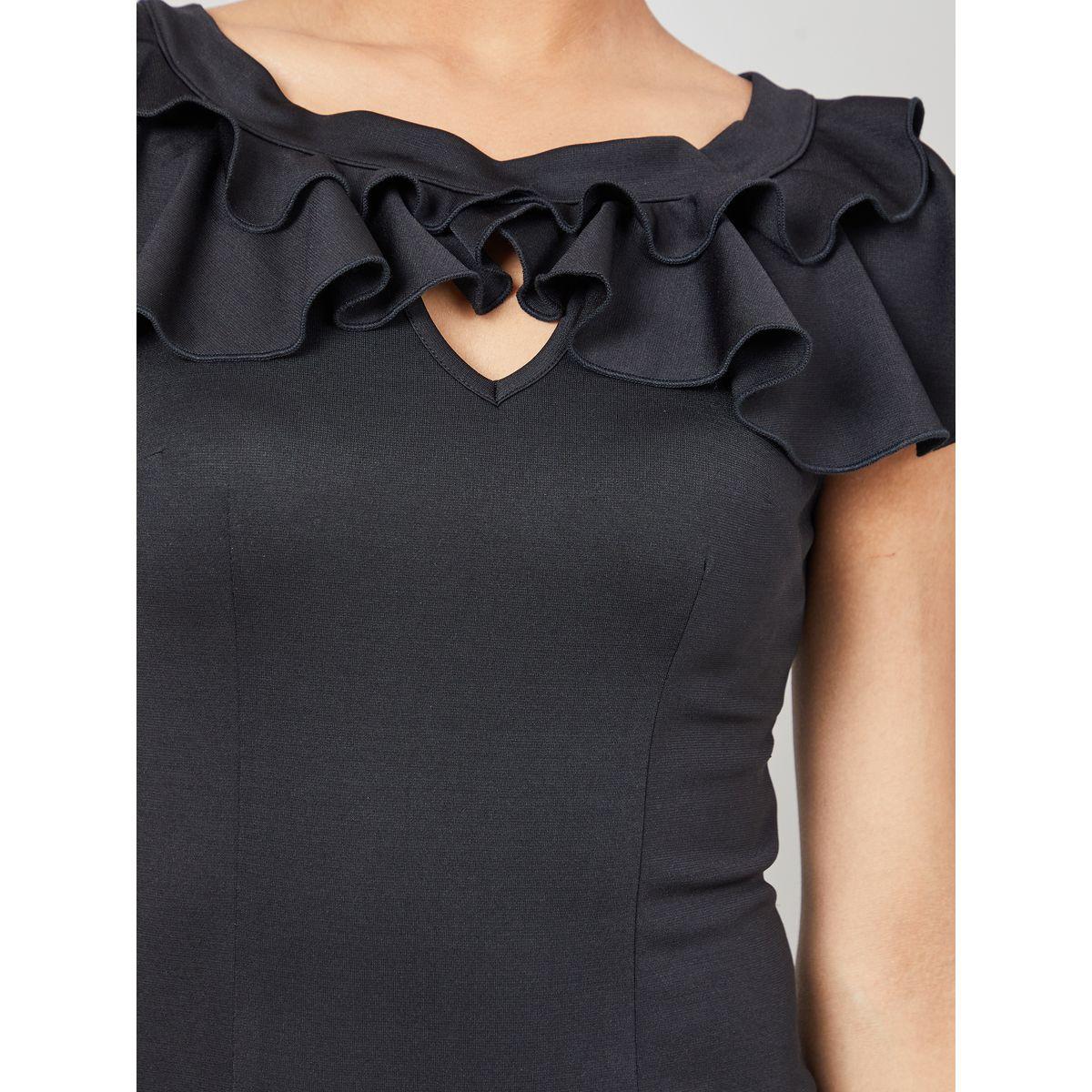Styli Ruffled Neckline Bodycon Midi Dress-women-clothing-dresses-image-3