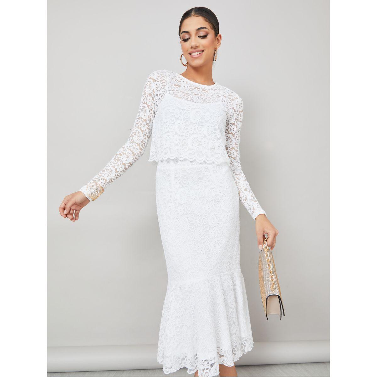 Styli Lace Insert Layered A-Line Midi Dress-women-clothing-dresses-image-1