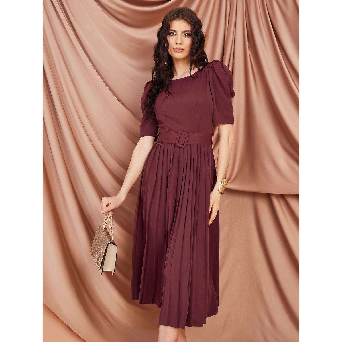 فستان ميدي بأكمام منفوشة-women-clothing-dresses-image-1