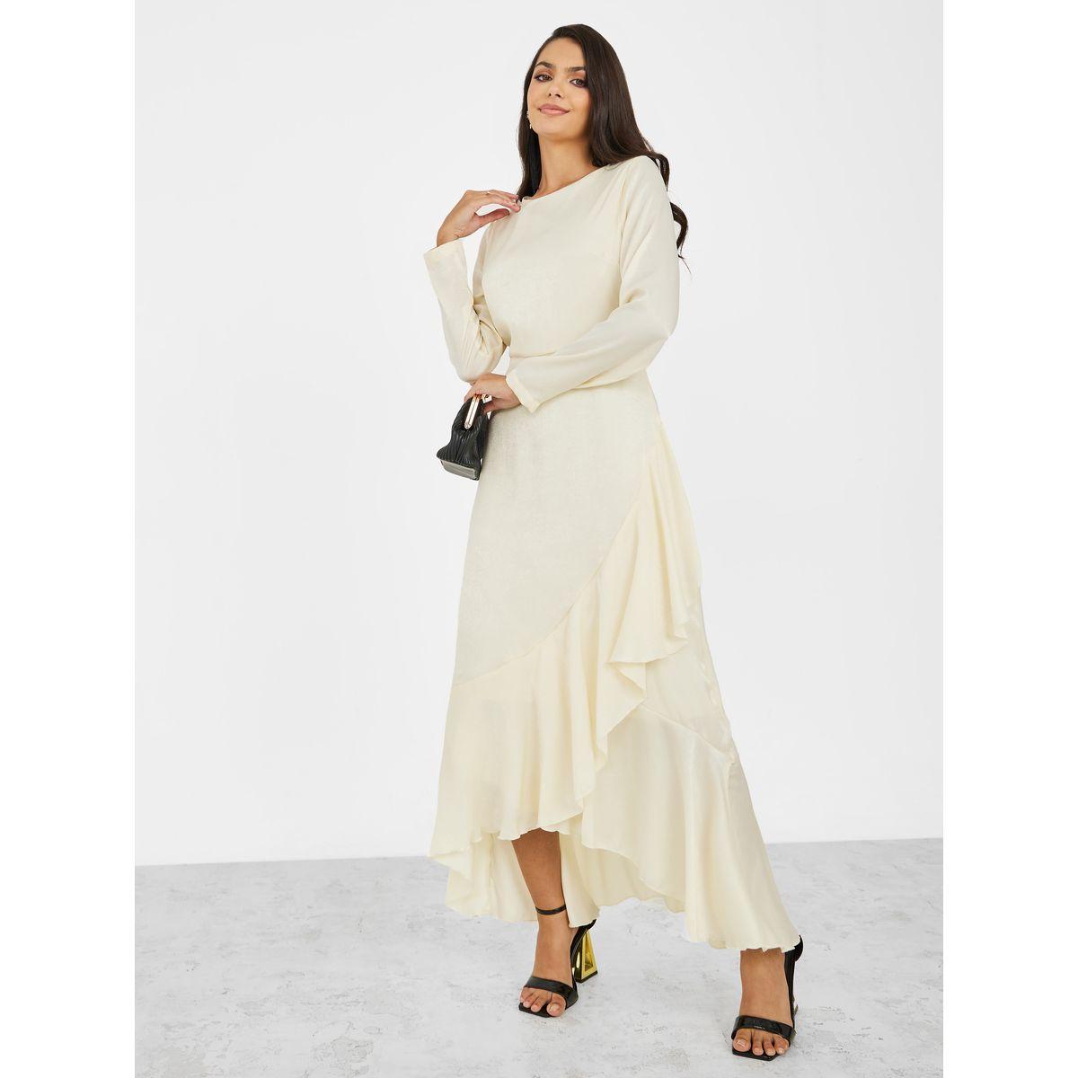 فستان ميدي بحواف مزينة بكشكش-women-clothing-dresses-image-1