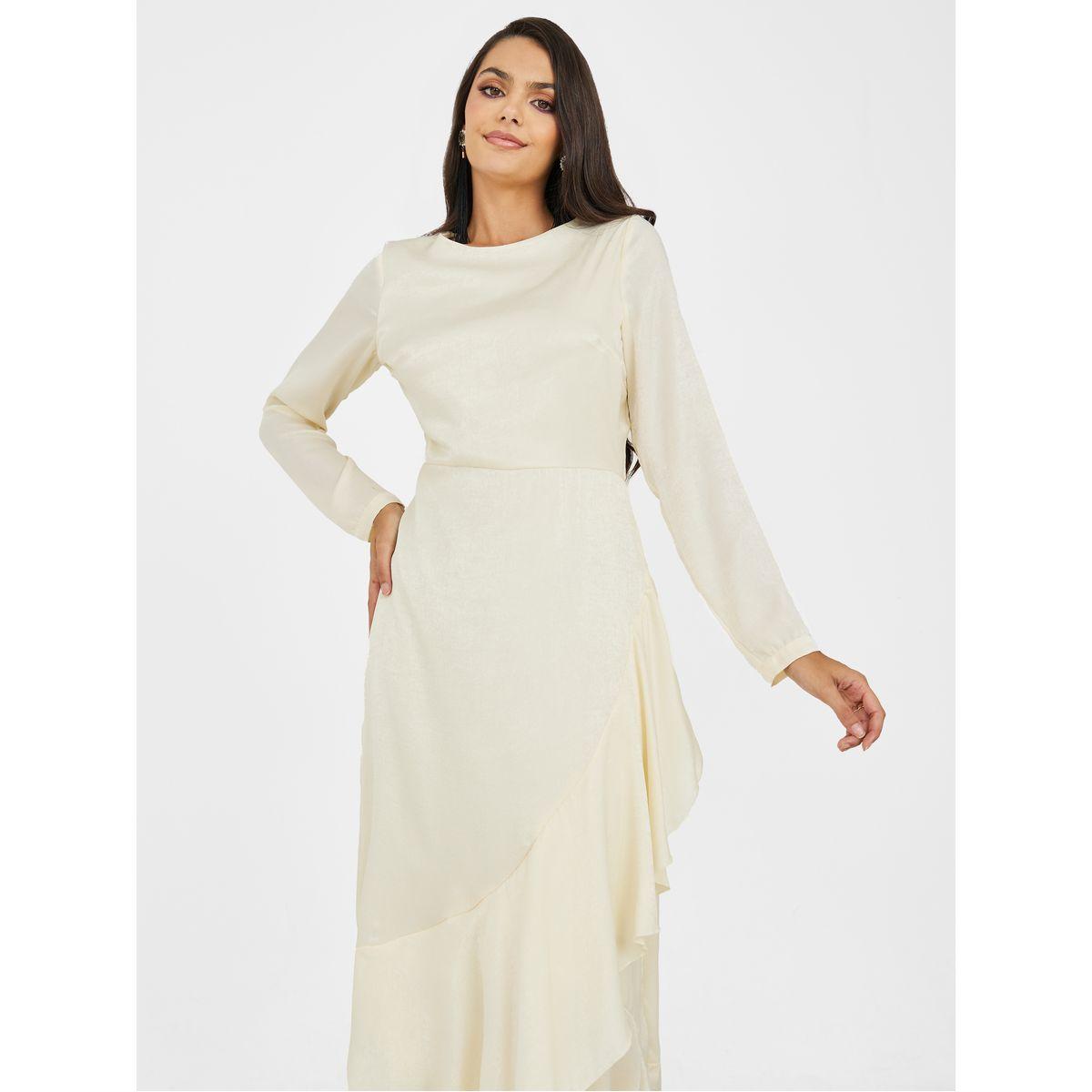 Styli Ruffle Asymmetric Hem A-Line Midi Dress-women-clothing-dresses-image-2