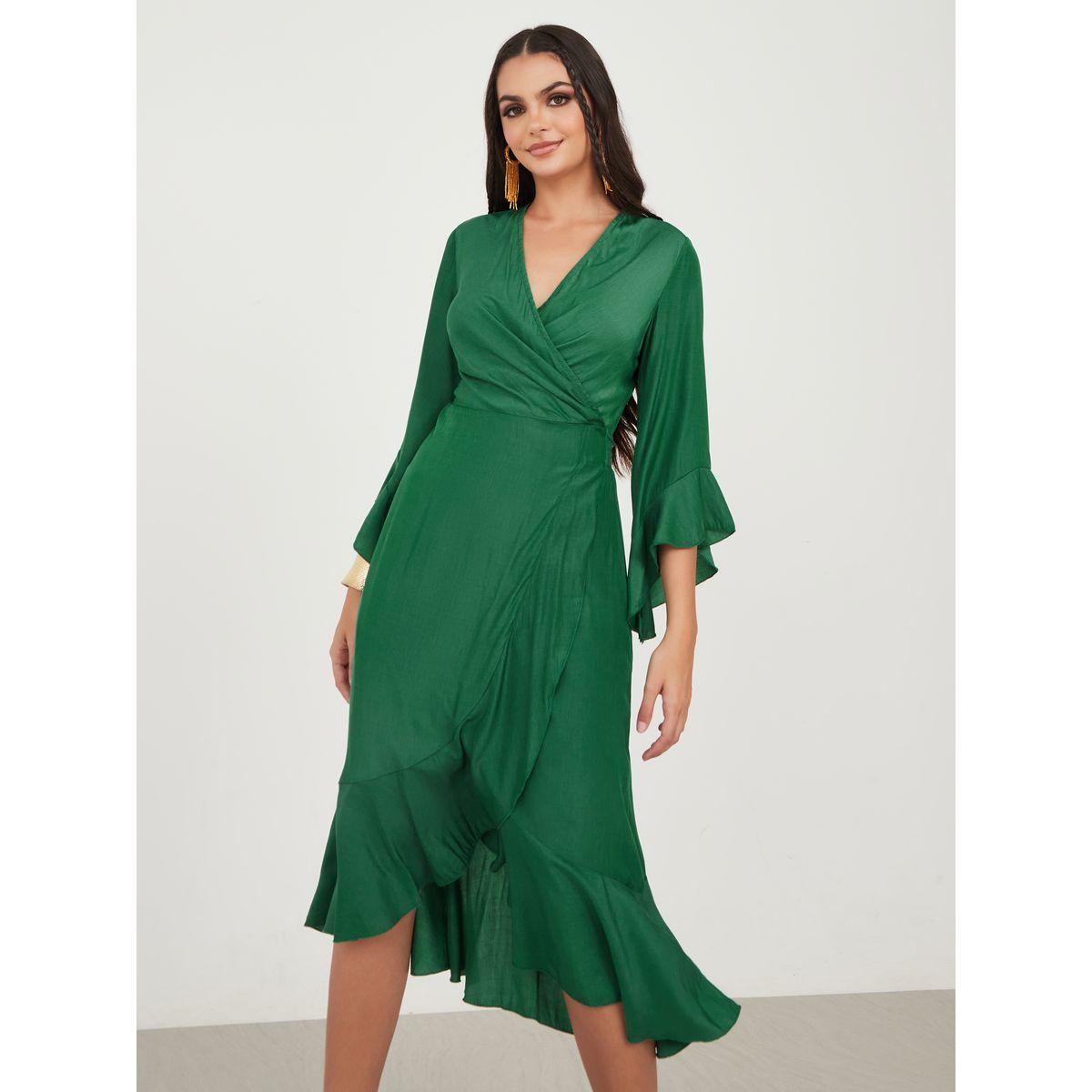 Styli Frill Edge Wrap Midi Dress-women-clothing-dresses-image-1
