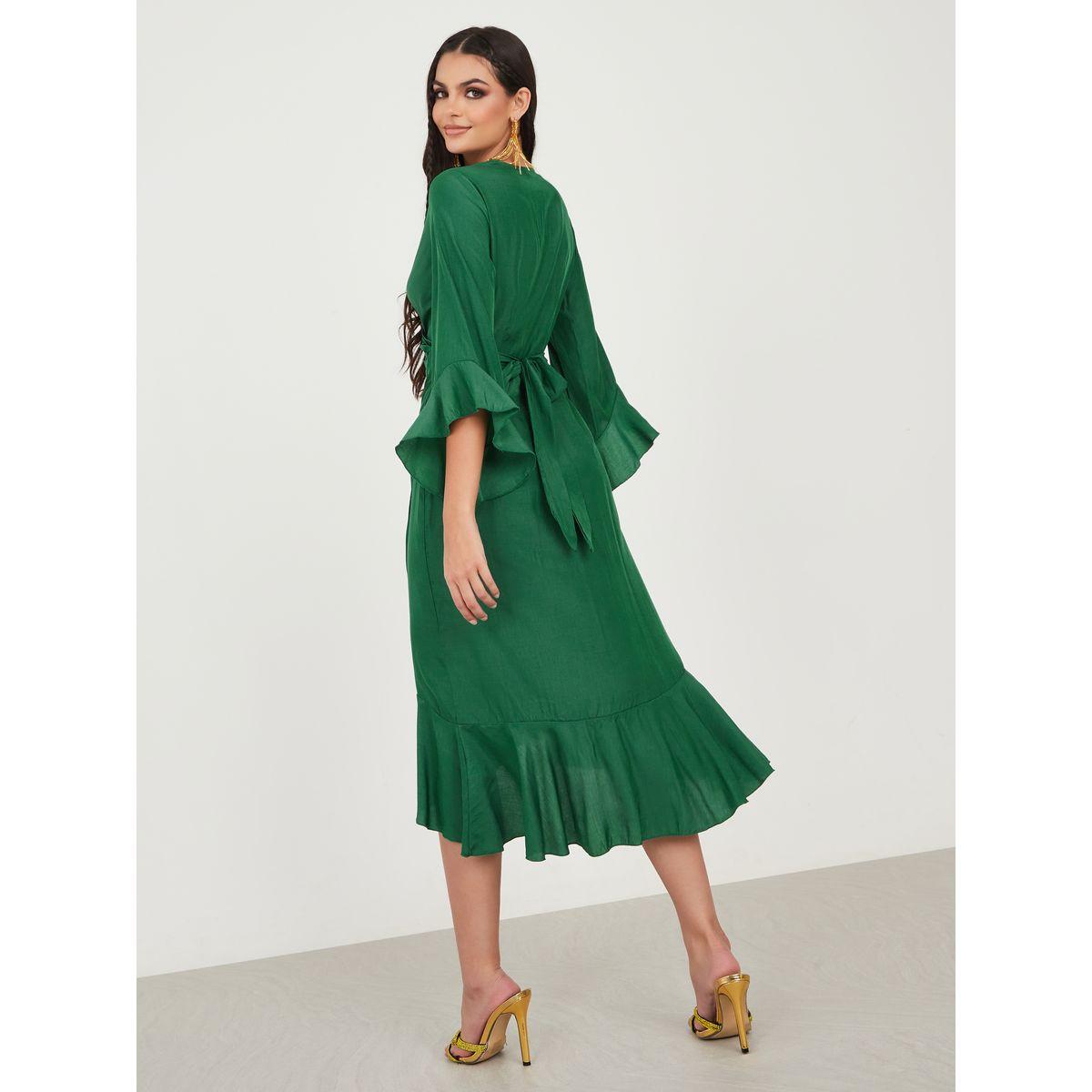 Styli Frill Edge Wrap Midi Dress-women-clothing-dresses-image-4