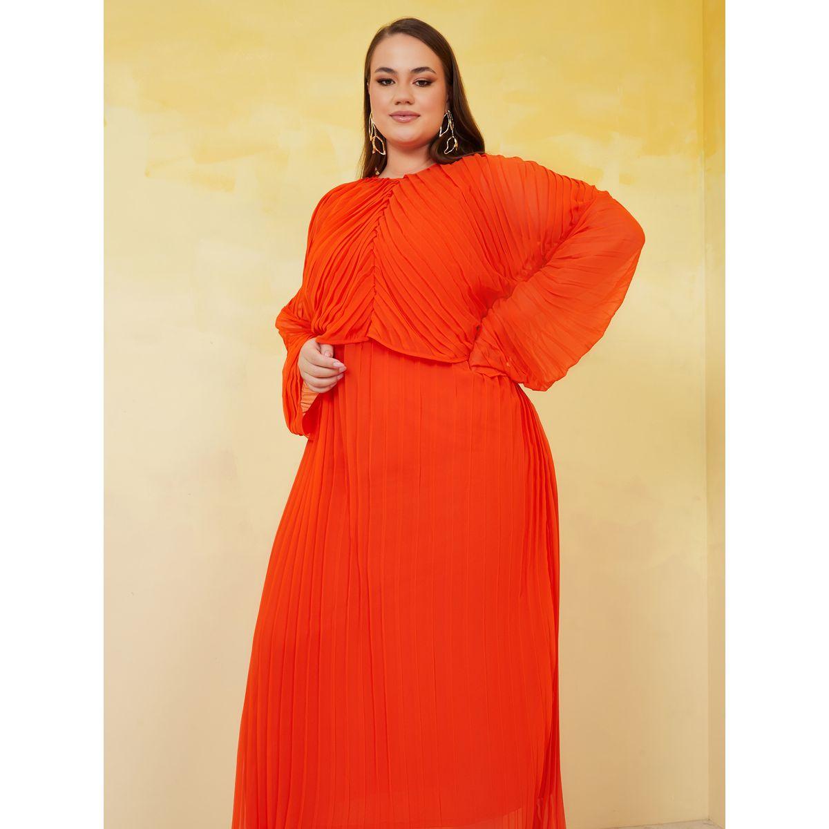 Styli Plus Pleated Midi Dress with Top Overlay Set-women-clothing-dresses-image-2