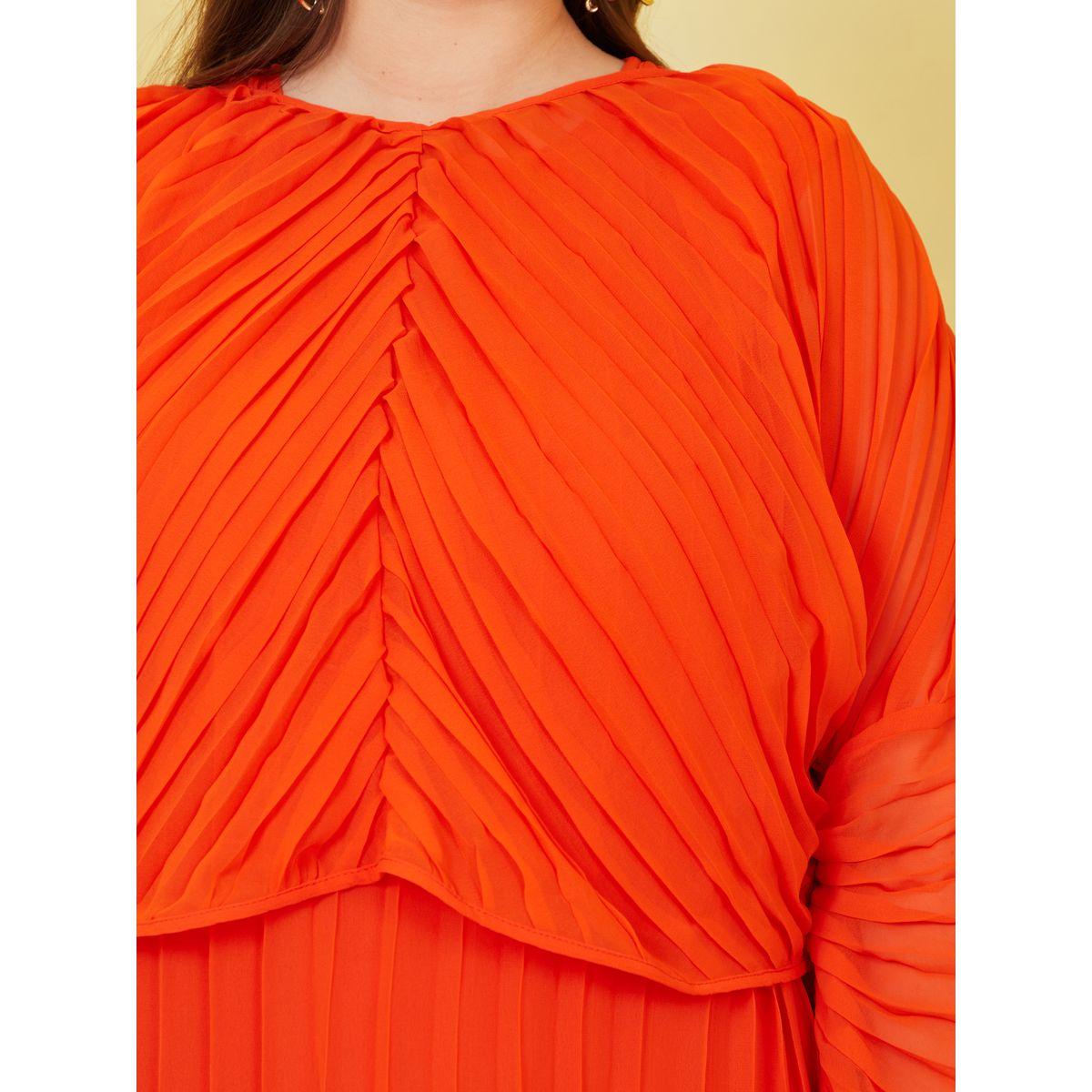 Styli Plus Pleated Midi Dress with Top Overlay Set-women-clothing-dresses-image-3