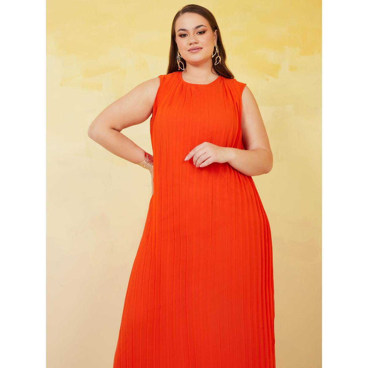 Styli Plus Pleated Midi Dress with Top Overlay Set-women-clothing-dresses-image-4