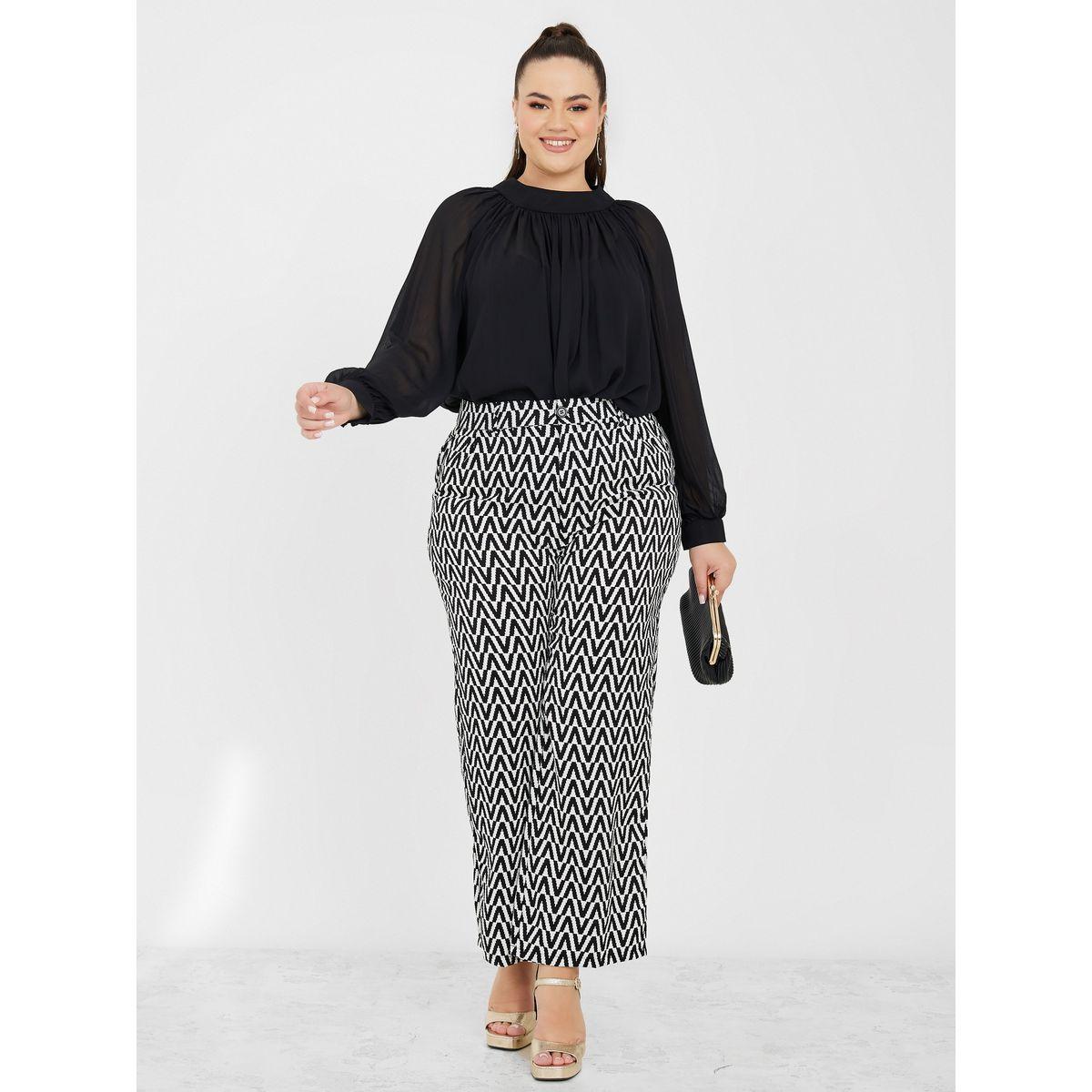 Styli Plus Sheer High Neck Tie Back Blouse -women-clothing-shirtsandblouses-blouses-image-2