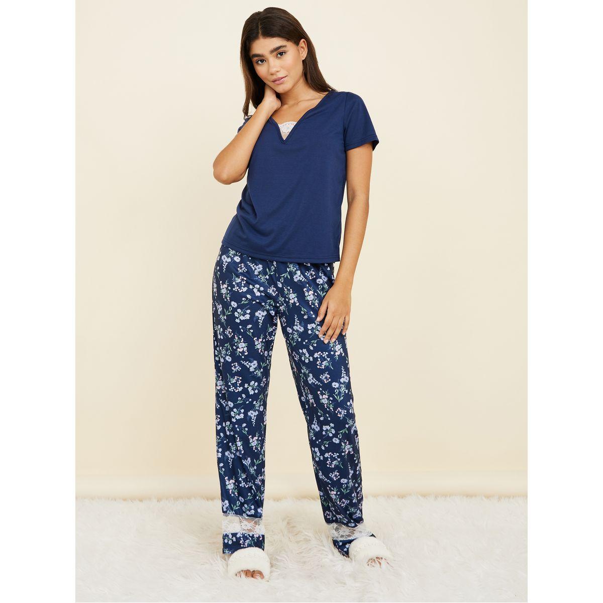 طقم بيجاما من ( بنطال + تيشيرت )-women-clothing-nightwear-pyjamas-longsets-image-1