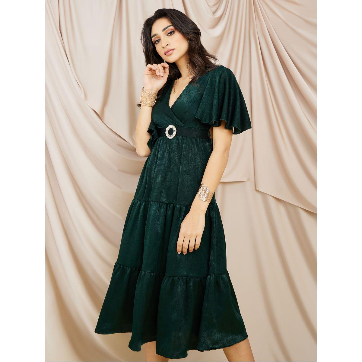 فستان ميدي مزين بكسرات-women-clothing-dresses-image-1