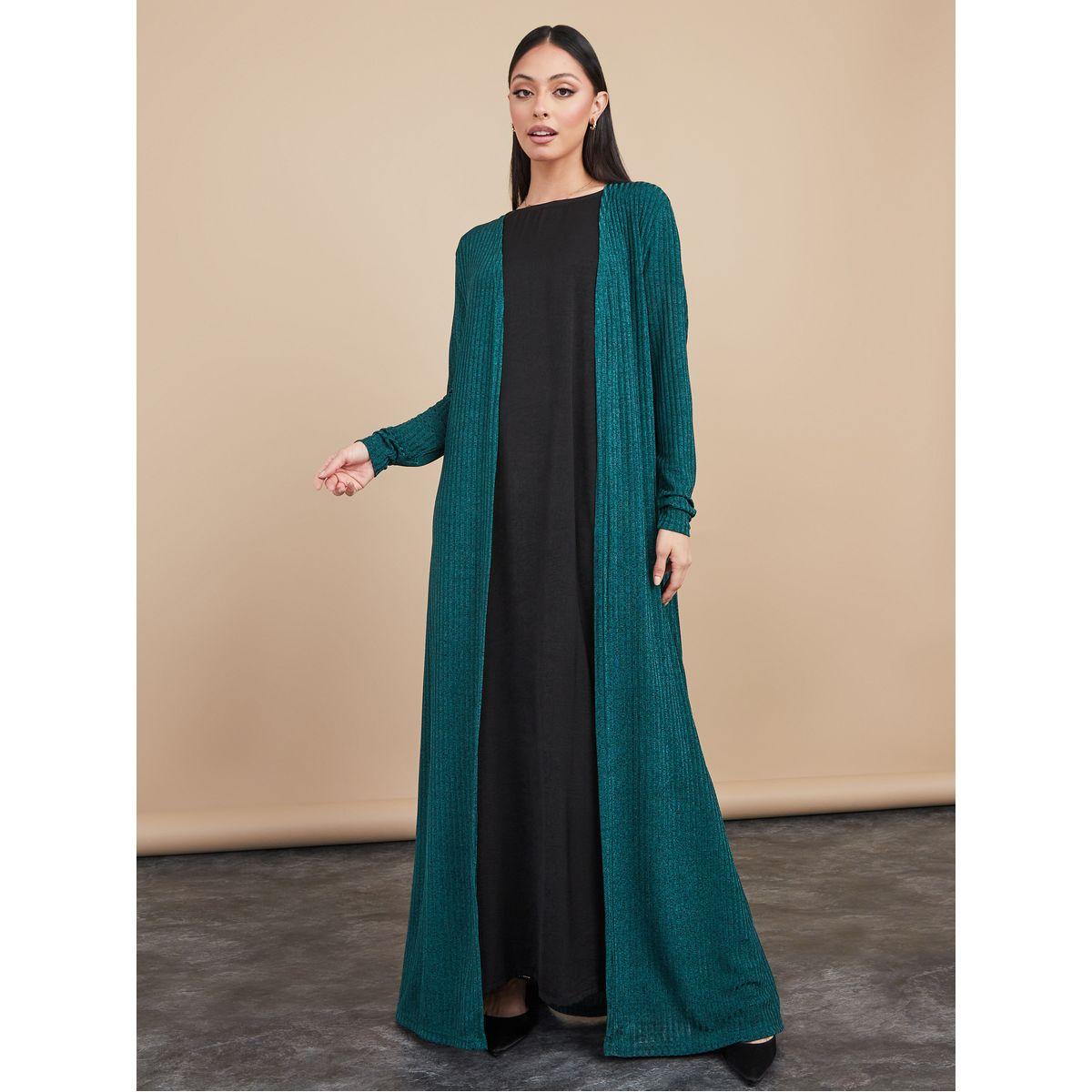 Styli Knitted Abaya with Self Tie Waist-women-arabicclothing-abayas-image-1