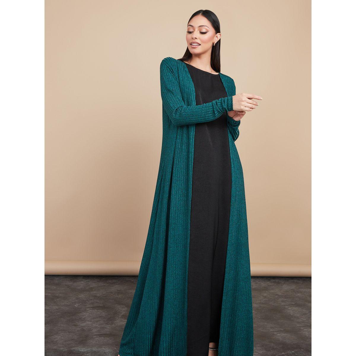 Styli Knitted Abaya with Self Tie Waist-women-arabicclothing-abayas-image-2