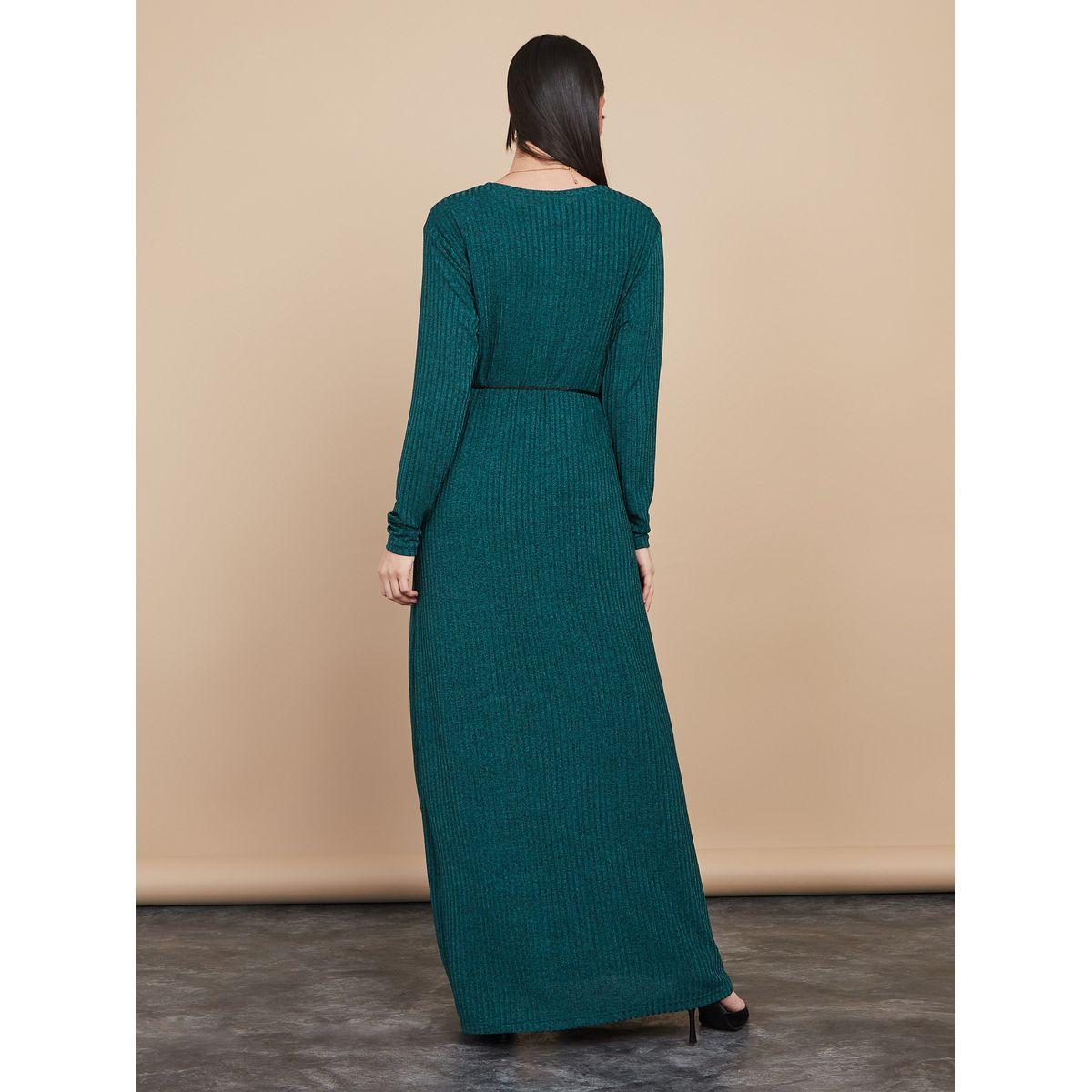 Styli Knitted Abaya with Self Tie Waist-women-arabicclothing-abayas-image-5