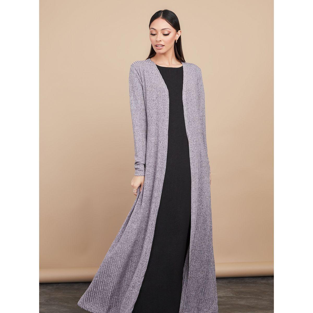 Styli Knitted Abaya with Self Tie Waist-women-arabicclothing-abayas-image-2
