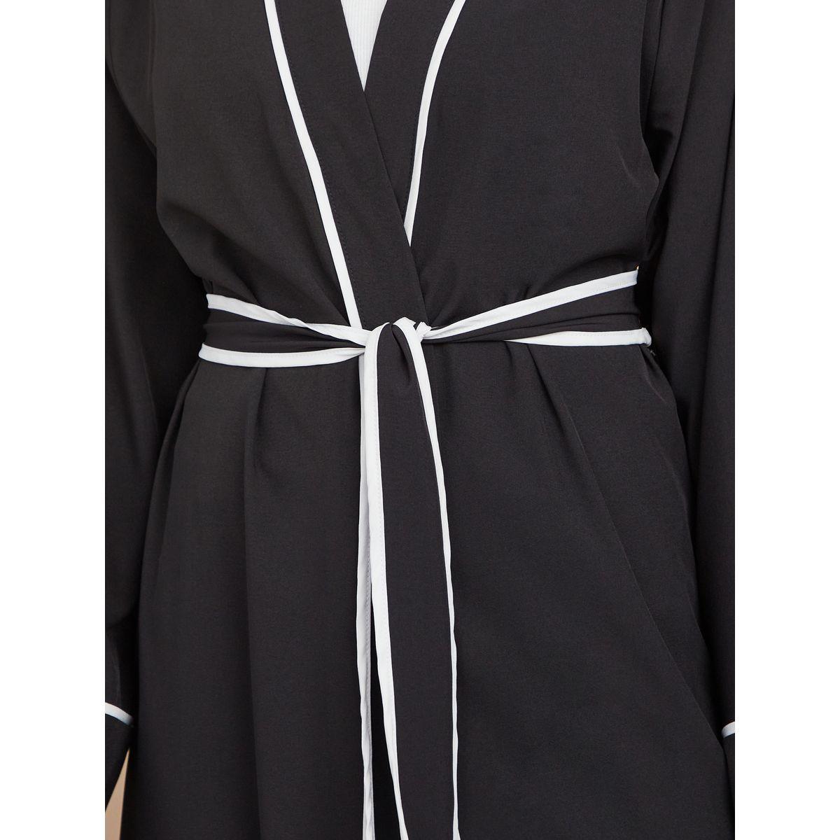 Styli Contrast Piped Abaya with Self Tie-women-arabicclothing-abayas-image-4