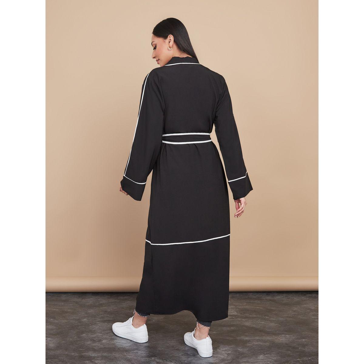 Styli Contrast Piped Abaya with Self Tie-women-arabicclothing-abayas-image-5