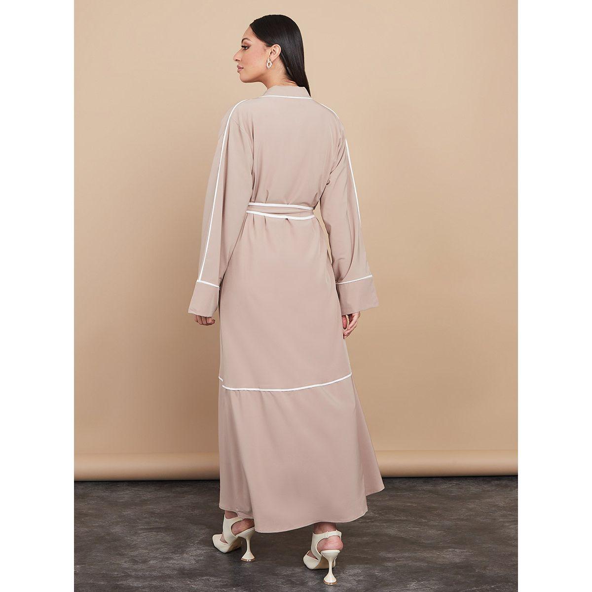 Styli Contrast Piped Abaya with Self Tie-women-arabicclothing-abayas-image-6