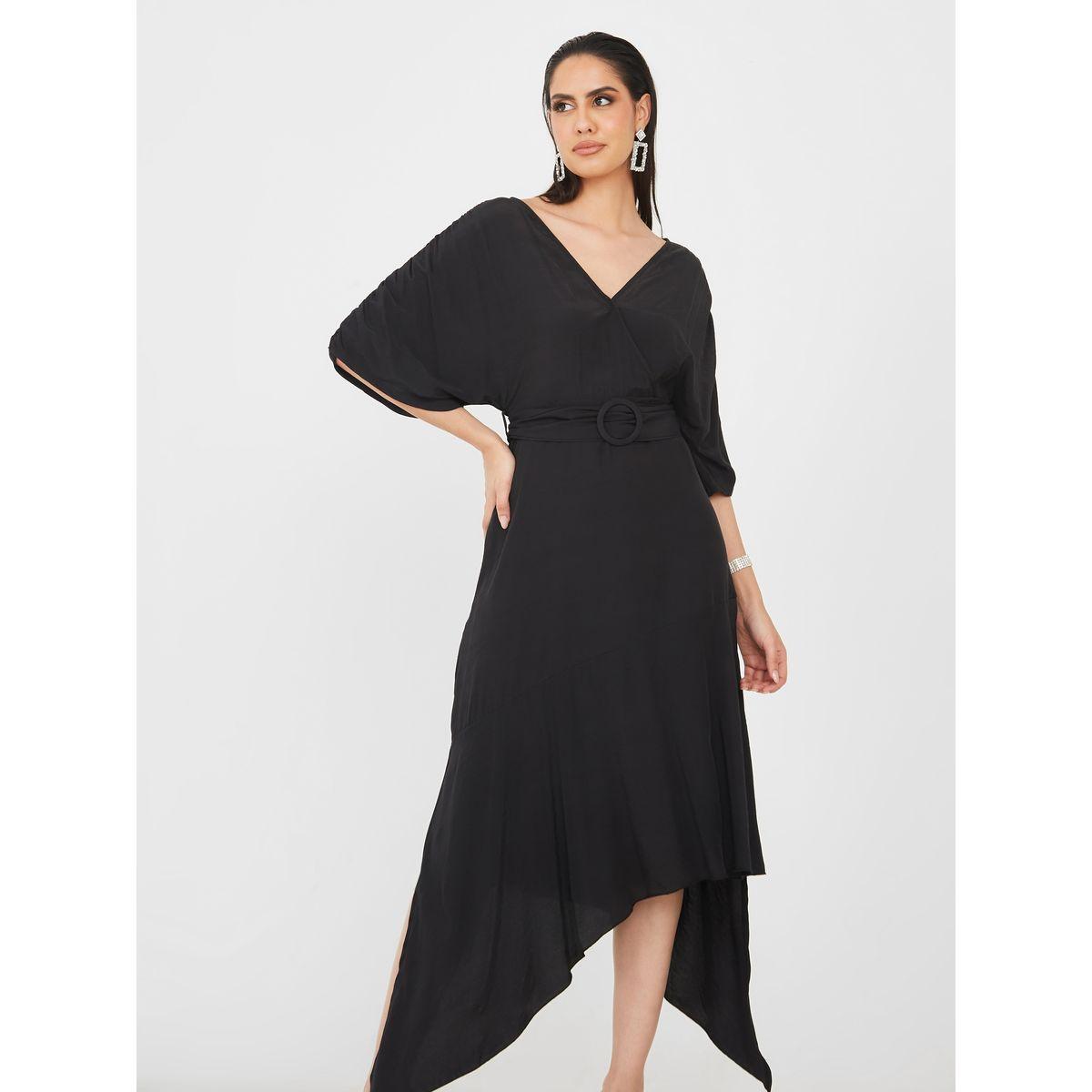 Styli Asymmetric Hem Belted A-Line Midi Dress-women-clothing-dresses-image-2