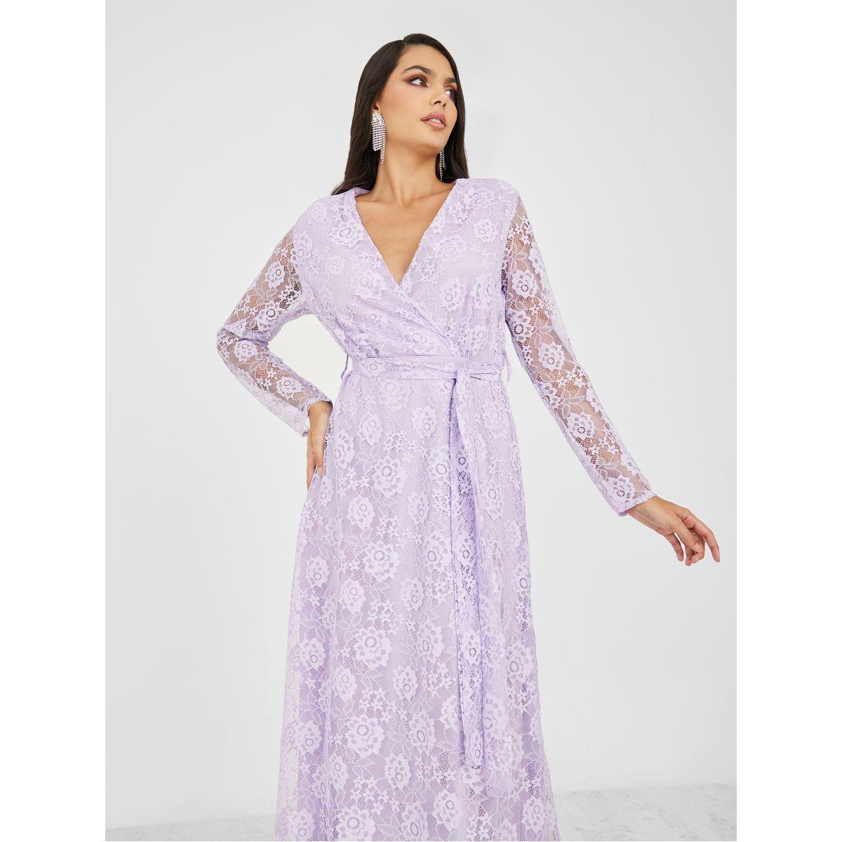 Styli Lace Insert Long Sleeves A-Line Maxi Dress-women-clothing-dresses-image-2