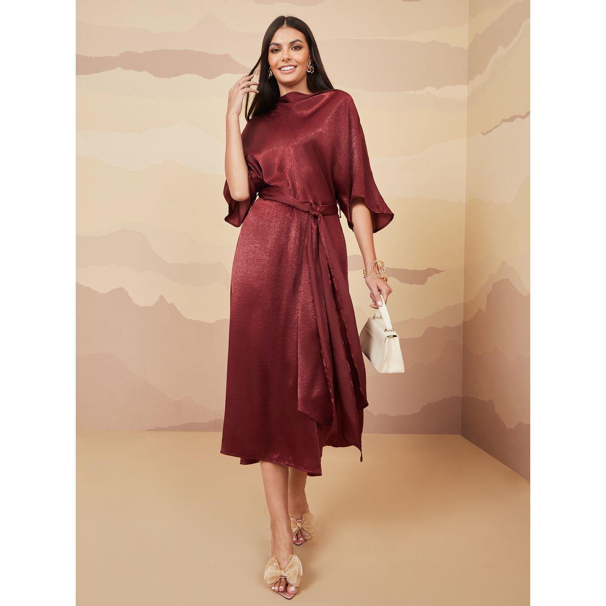 Styli Batwing Sleeves A-Line Midi Dress-women-clothing-dresses-image-1