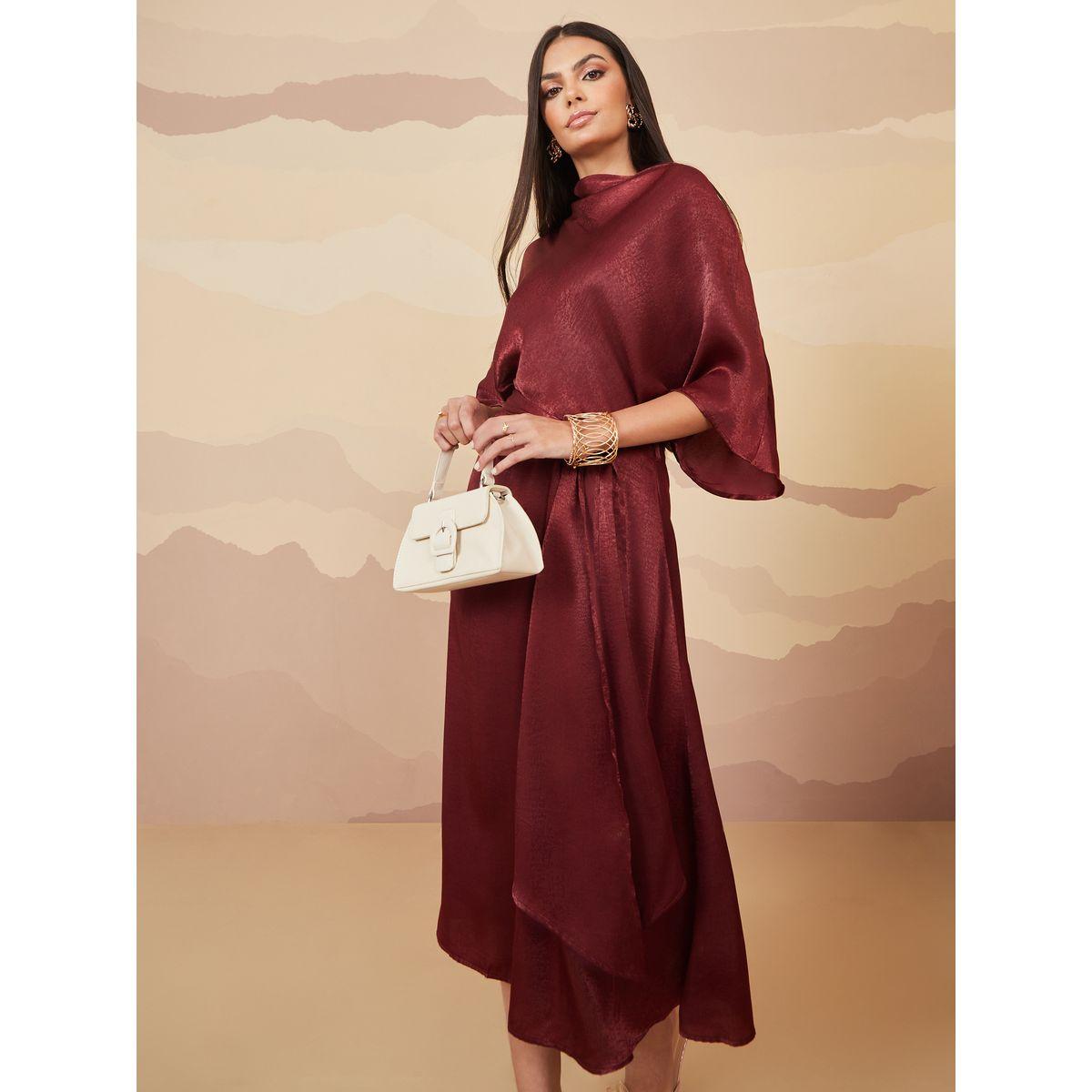 Styli Batwing Sleeves A-Line Midi Dress-women-clothing-dresses-image-2