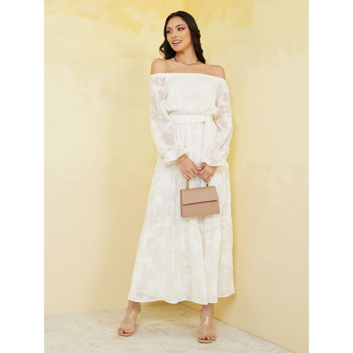 Styli Off Shoulder Jacquard A-Line Maxi Dress-women-clothing-dresses-image-1
