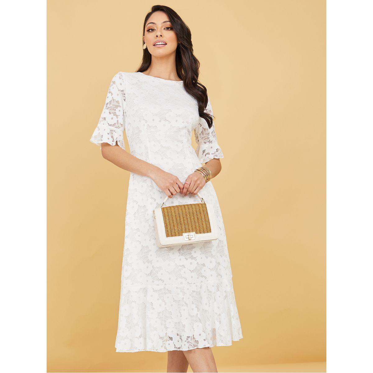 Styli Short Sleeves Frill Lace Insert A-Line Midi Dress-women-clothing-dresses-image-2