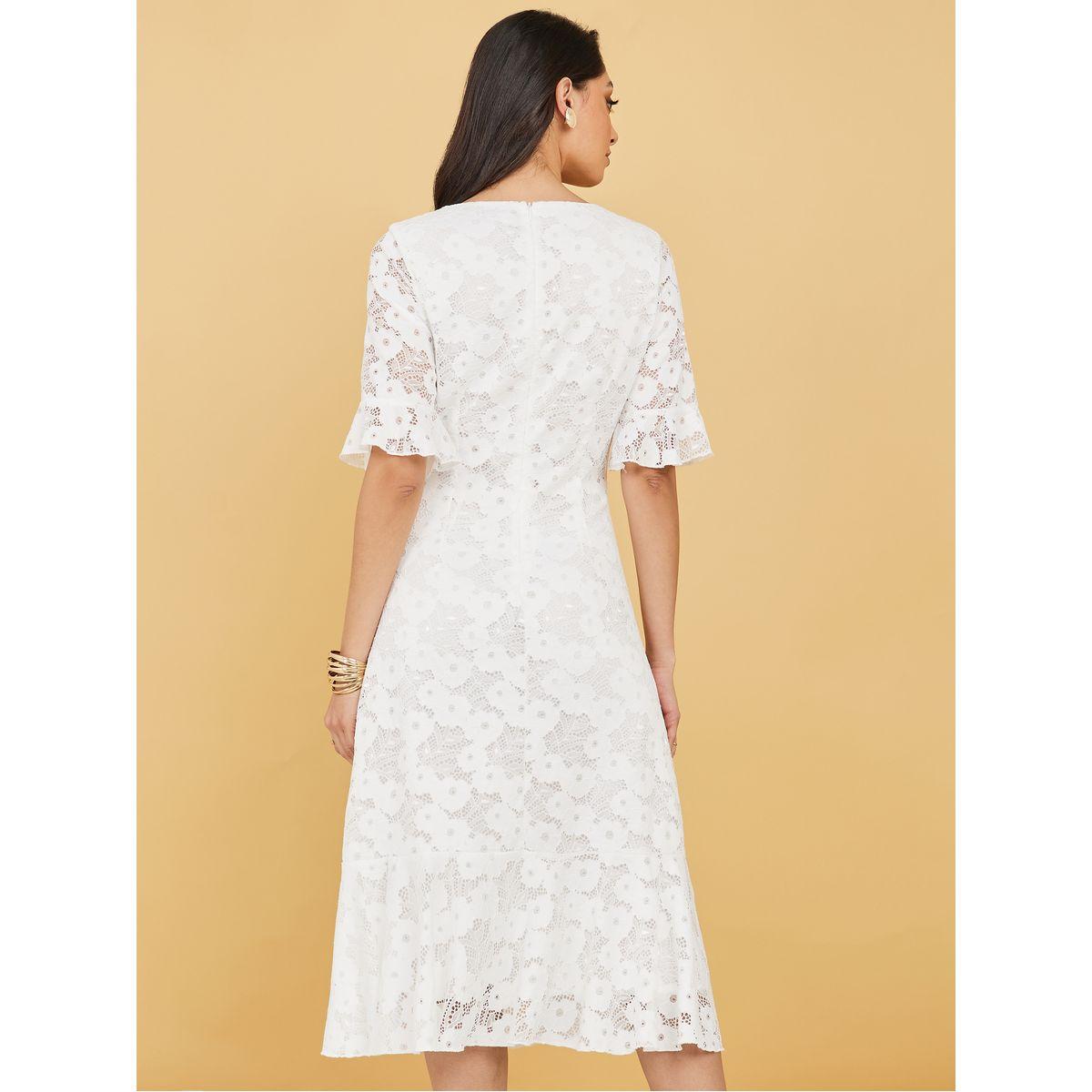 Styli Short Sleeves Frill Lace Insert A-Line Midi Dress-women-clothing-dresses-image-4
