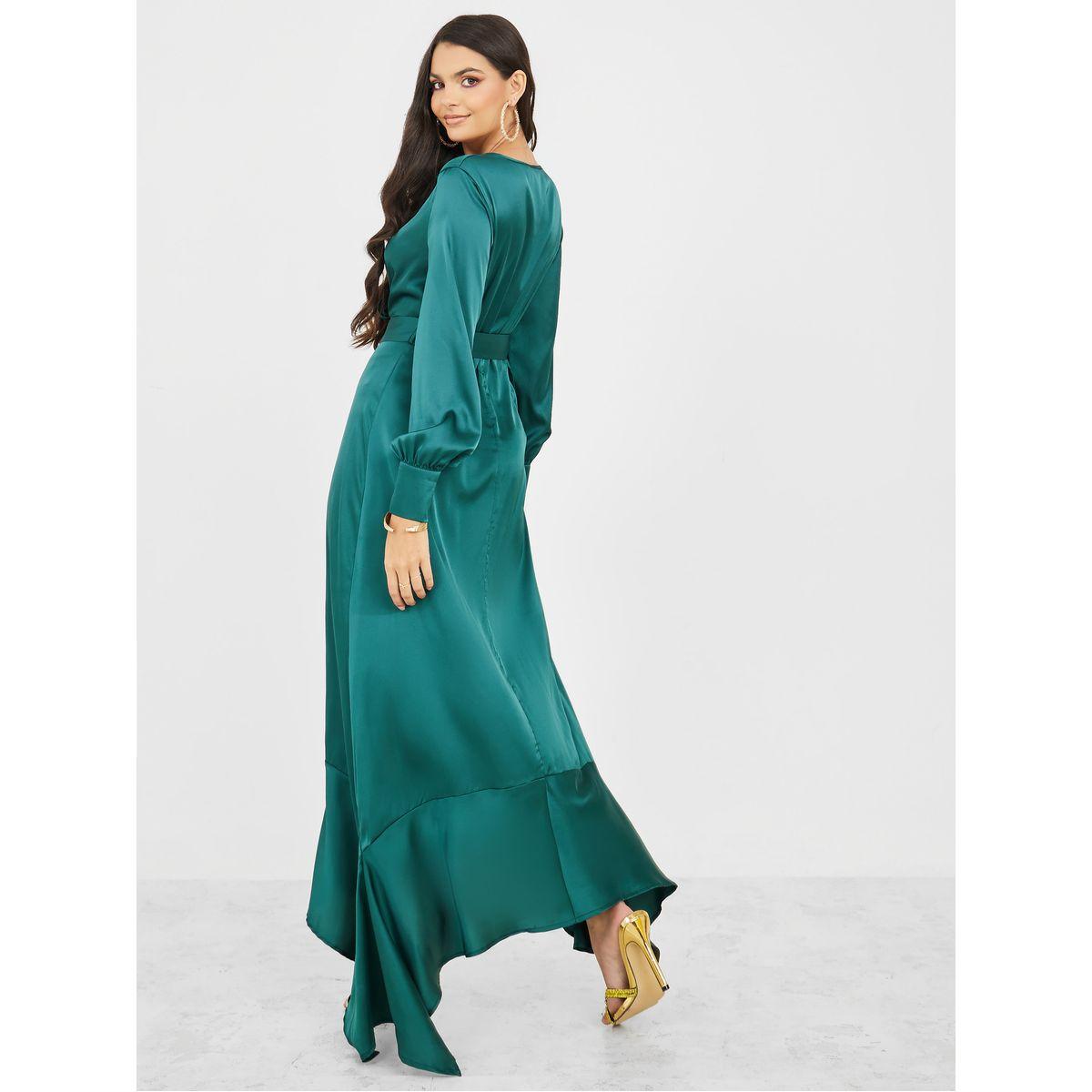 Styli Asymmetric Hem Belted A-Line Maxi Dress-women-clothing-dresses-image-4