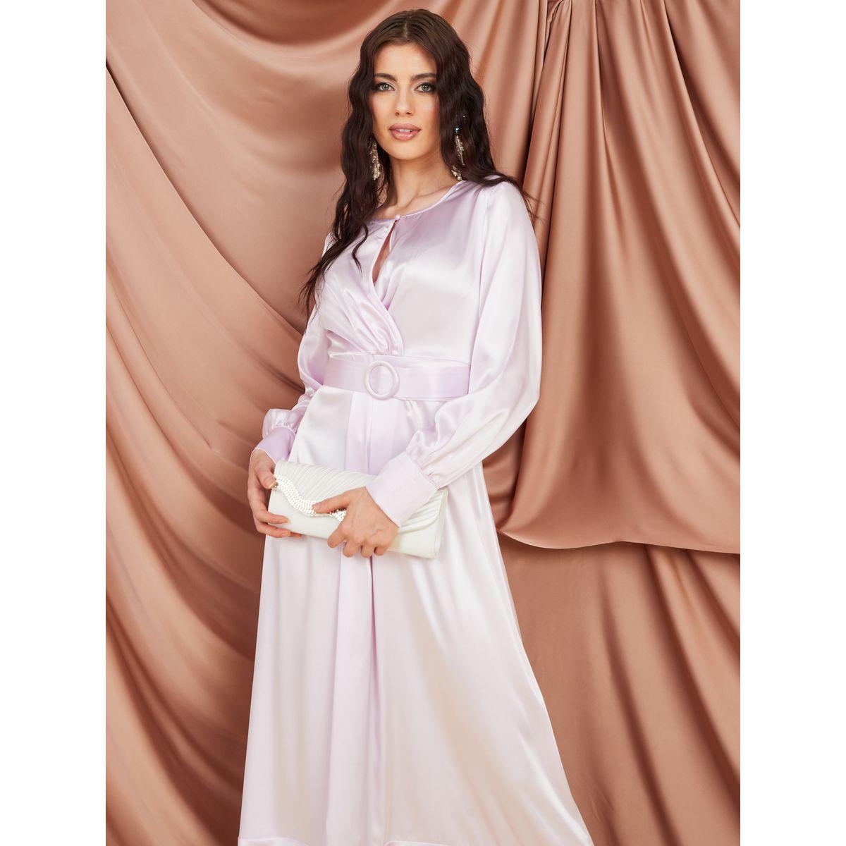 Styli Buckle Belted Asymmetric Hem Maxi Dress-women-clothing-dresses-image-2