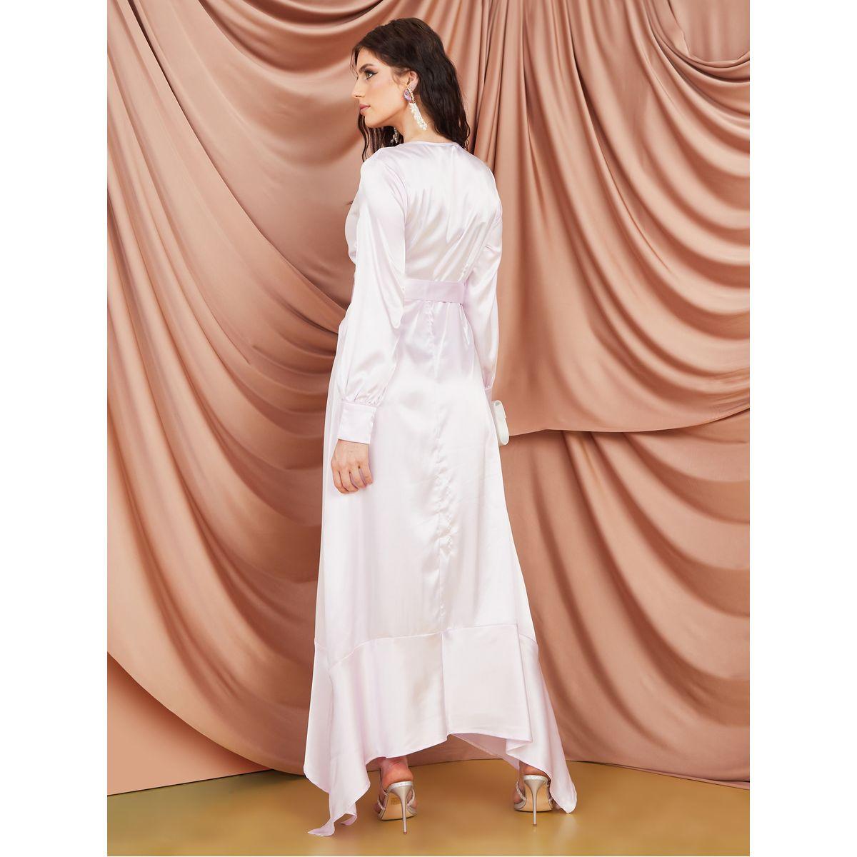Styli Buckle Belted Asymmetric Hem Maxi Dress-women-clothing-dresses-image-4