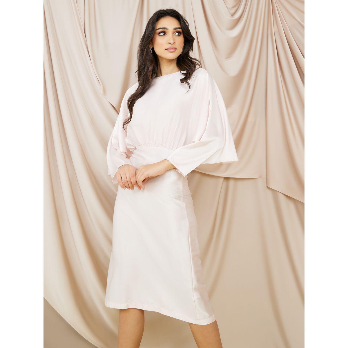 Styli Cape Style Sleeve Cut-Out Back Detail Midi Dress-women-clothing-dresses-image-1