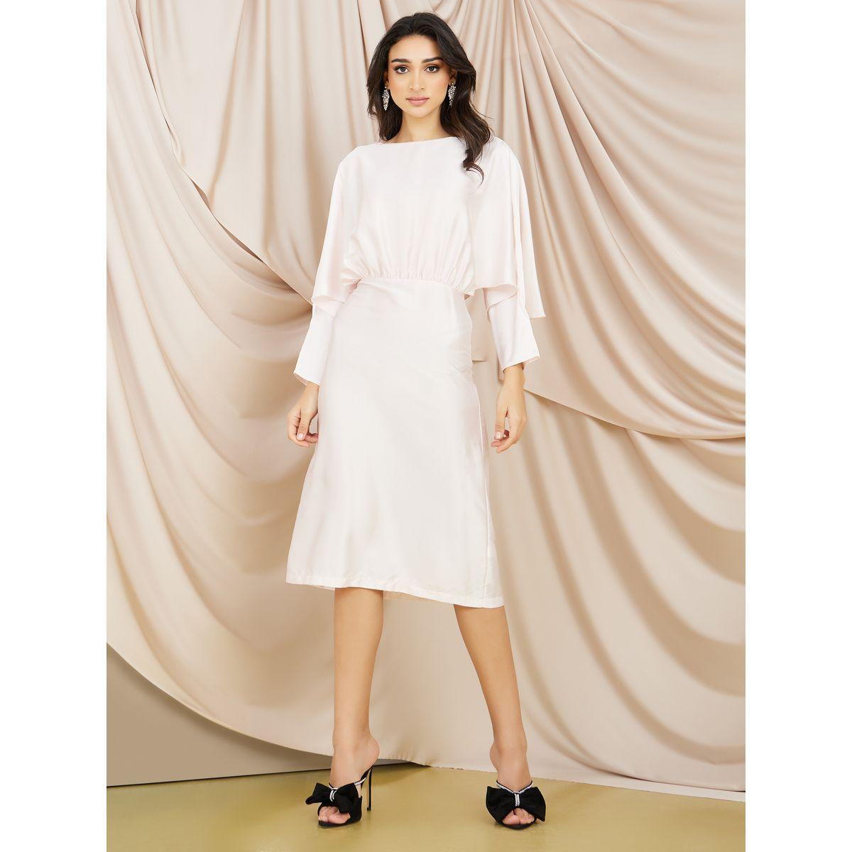 Styli Cape Style Sleeve Cut-Out Back Detail Midi Dress-women-clothing-dresses-image-2