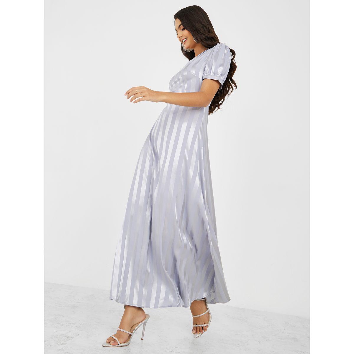 Styli Striped V Neck A-Line Maxi Dress-women-clothing-dresses-image-1