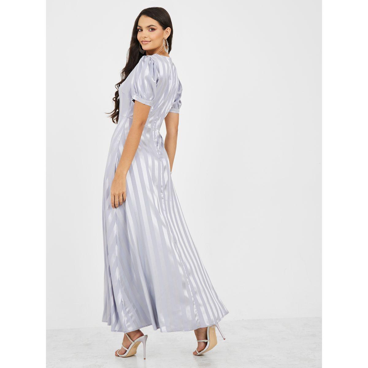 Styli Striped V Neck A-Line Maxi Dress-women-clothing-dresses-image-4