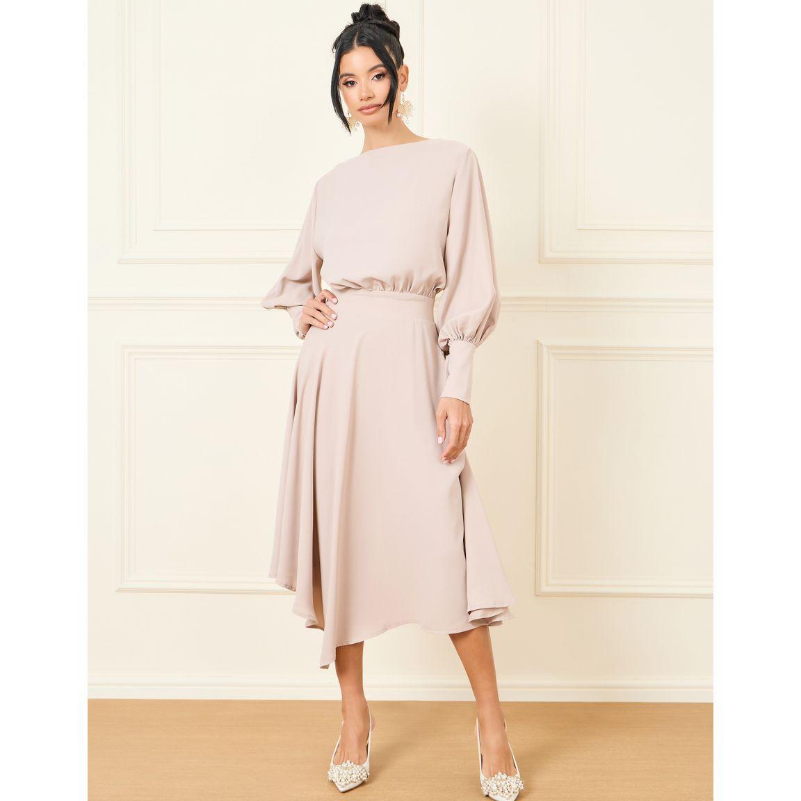 فستان ميدي بأكمام بالون-women-clothing-dresses-image-1