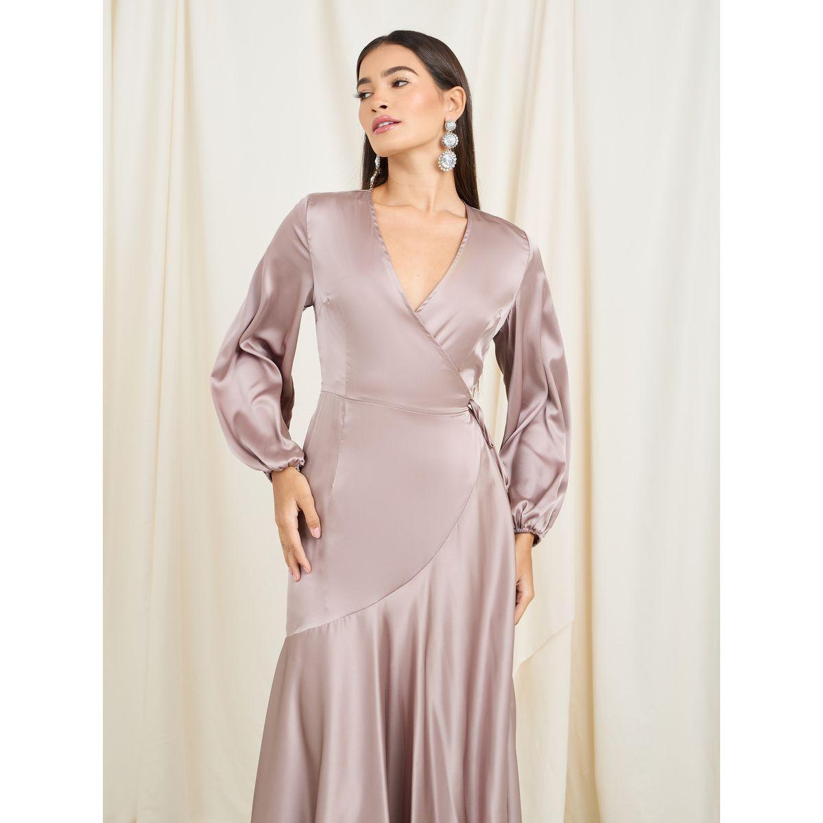 Styli Satin Ruffle Asymmetric Hem Wrap Maxi Dress-women-clothing-dresses-image-2