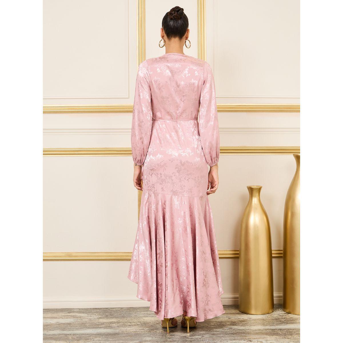 Styli Jacquard Asymmetric Hem A-Line Wrap Maxi Dress-women-clothing-dresses-image-4