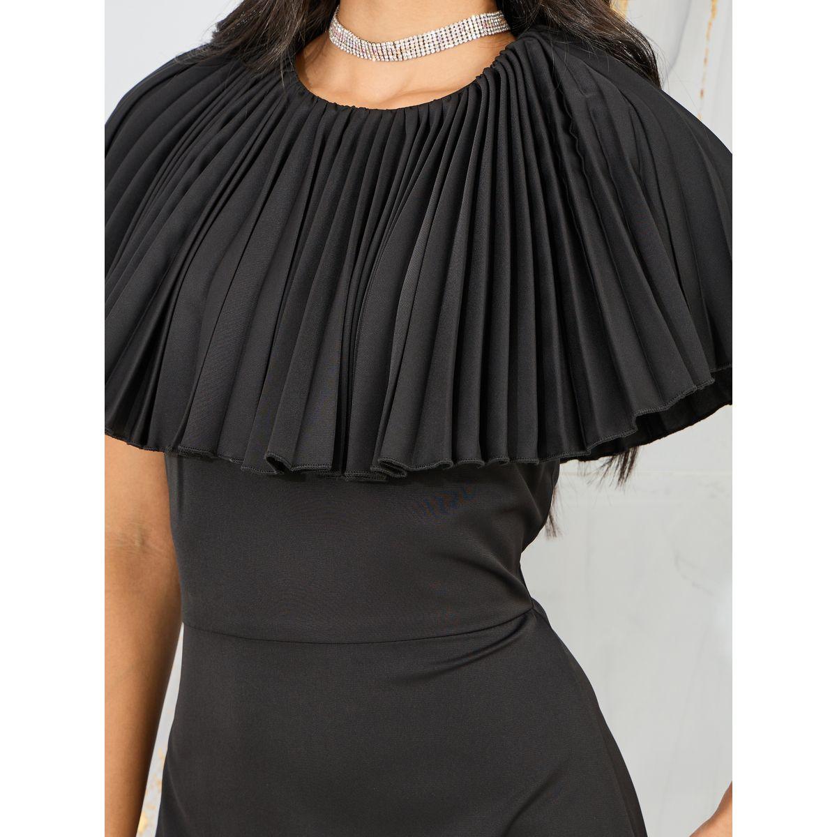 فستان ميدي ضيق بكسرات واكمام كيب-women-clothing-dresses-image-3