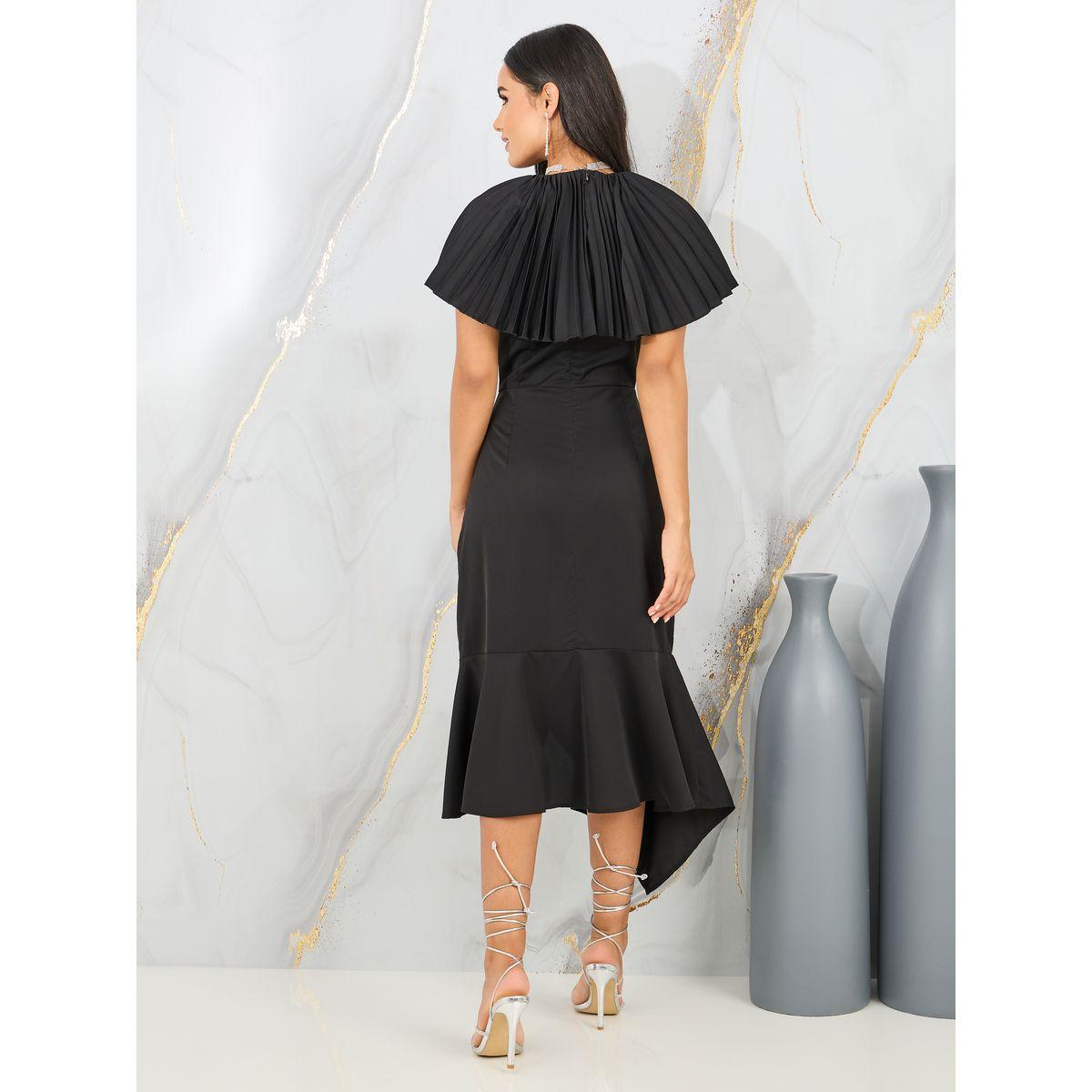 Styli Pleated Cape Sleeves Bodycon Midi Dress-women-clothing-dresses-image-4