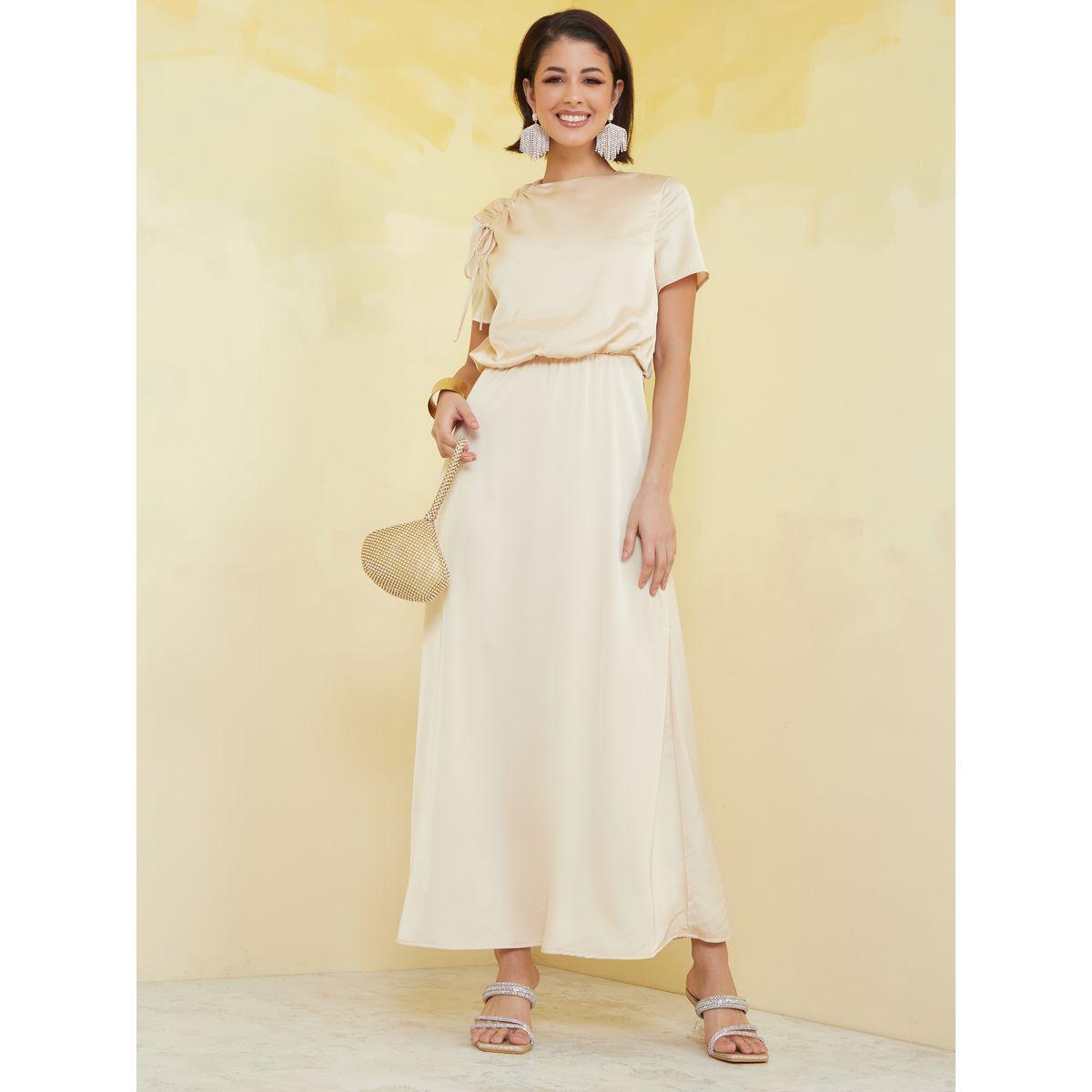 فستان طويل بأكمام بتداخلات مزمومة-women-clothing-dresses-image-1