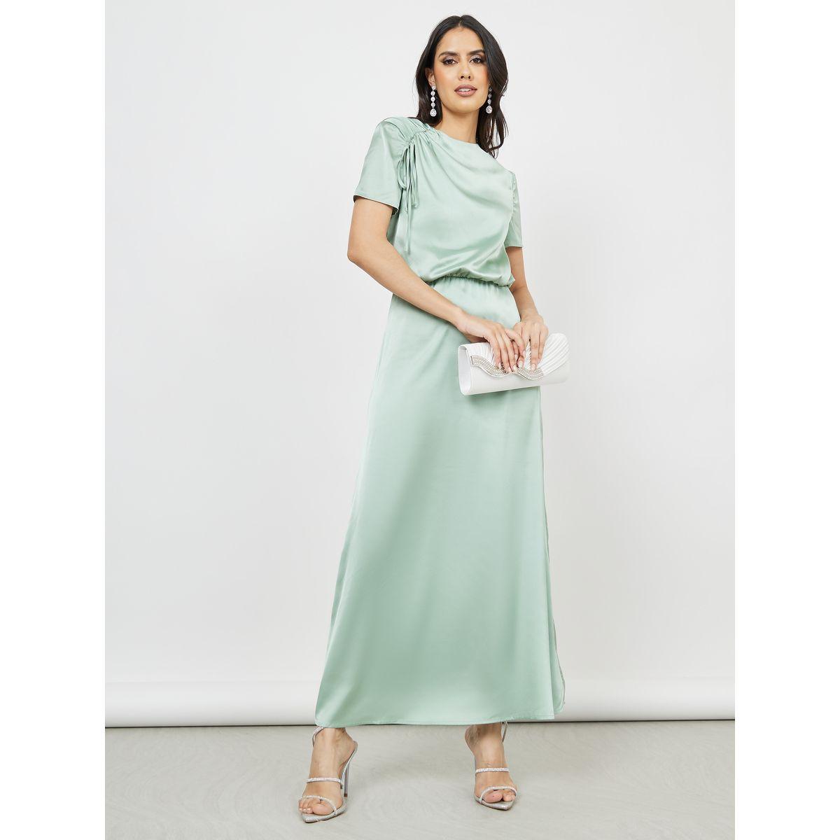 Styli Ruched Sleeve Detail Blouson Maxi Dress-women-clothing-dresses-image-1